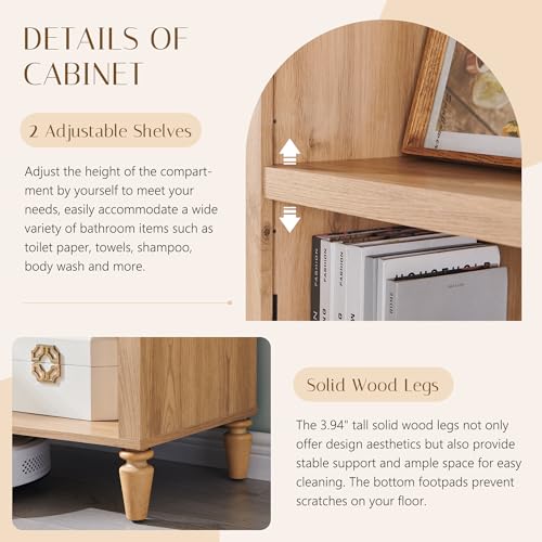 Image of IFBUY 76 inch Arched Bathroom Storage Cabinet, Large Arched Cabinet, Natural