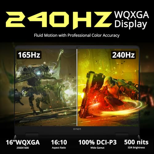 Image of HP OMEN Slim 16 16 inch WQXGA IPS 240Hz Gaming Laptop, Intel Core Ultra 9 285H, GeForce RTX 5070 8GB, 32GB DDR5, 2TB Storage (1TB SSD + 1TB Docking Station Set), Backlit, Wi-Fi 6, Win 11 Pro, Black