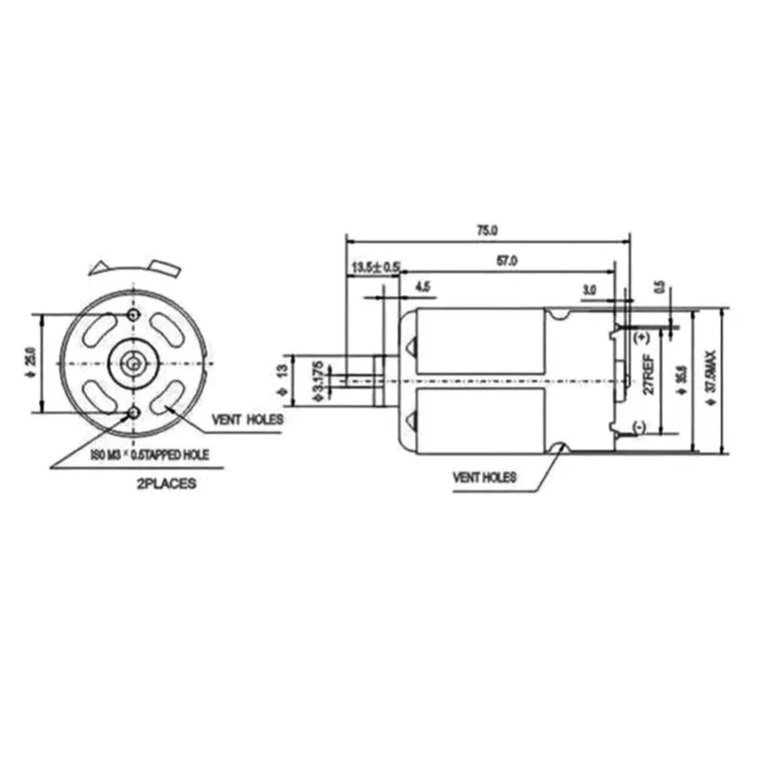 RS550 High Torque Brush DC Motor 10.8-25V 60W Electric Drill Motor with Dual Ball Bearings Low Noise for Cordless Screwdriver Replacement (14.4V-24500RPM)