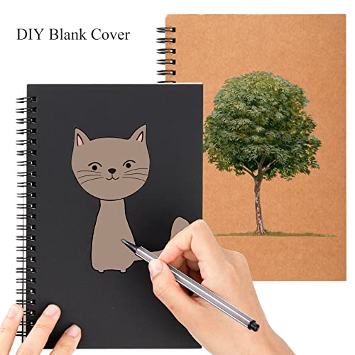 Hacaroa 10 Pack Blank Spiral Notebooks, 8"x5" Unlined Journal Kraft Cover Sketch Note Pad - Image 4