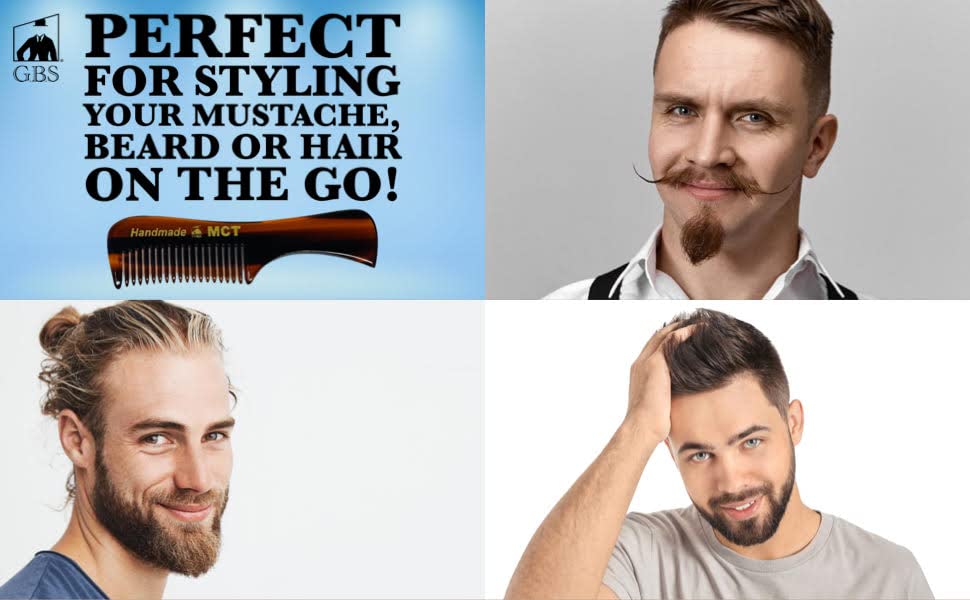 G.B.S Handmade 3in Pocket Comb for Beard and Mustache Styling, MCT, Pack of 3