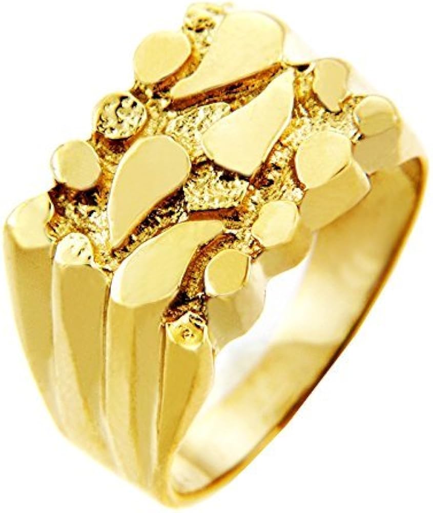 Amazon | メンズ14 Kゴールドナゲットリング