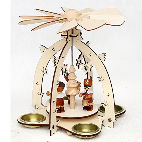 Dekohelden24 Holz Pyramide mit Bergmannsfiguren, für 4 Teelichte...