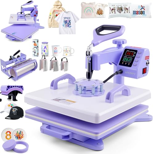 Whubefy Heat Press 15x15 inch 8 in 1 with 30OZ Tumbler Press, Slide...