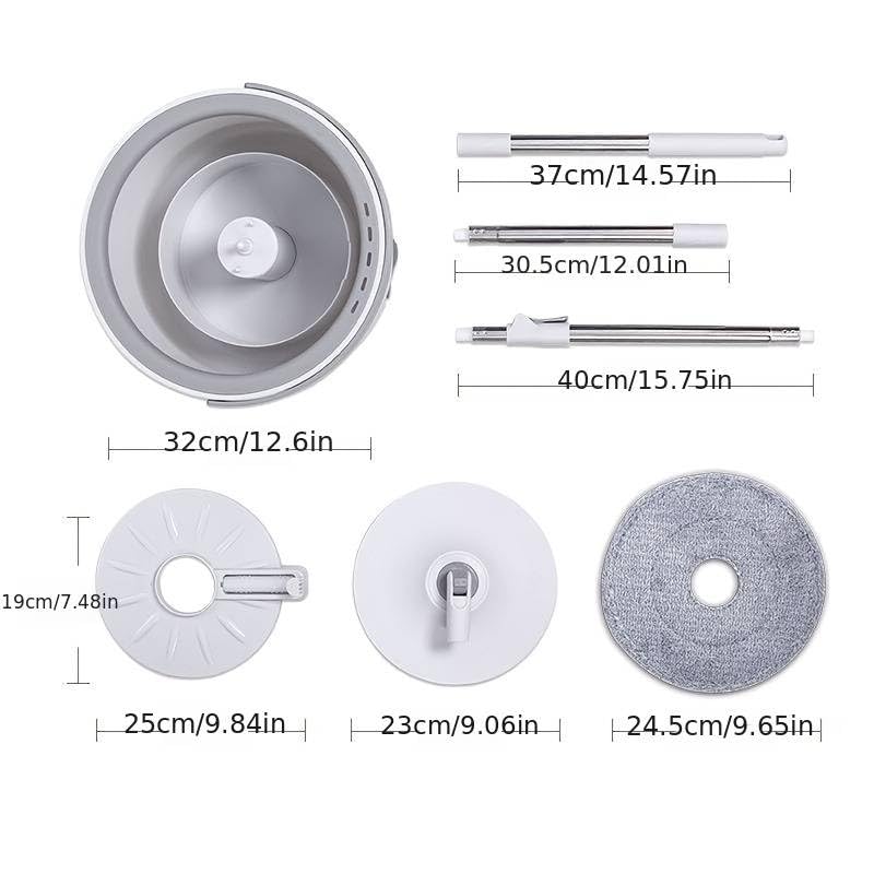 Image of Spin Mop and Bucket Set with Self Separates Dirty and Clean Water Spinning Mop and Bucket for Floor Cleaning, Wet and Dry in One Microfiber Spin Mop System with 2 Pads