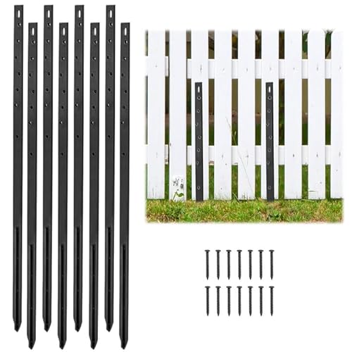 Estacas de reparación de postes de valla, 4 estacas de metal resistente de 75 cm, soporte de poste de valla que refuerza y repara postes dañados o rotos (8 piezas)