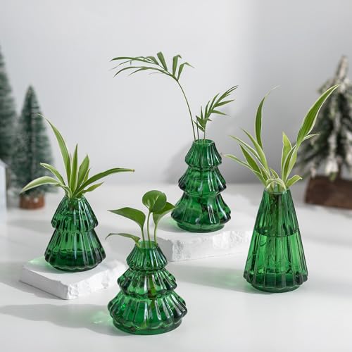 Hewory Vase Weihnachten Deko für Tischdeko: 4 Kleine Vasen Set Mini...