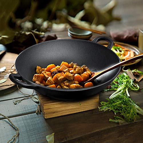 Wok de acero carbono 14 pulgadas fondo plano con dos asas miniatura 2
