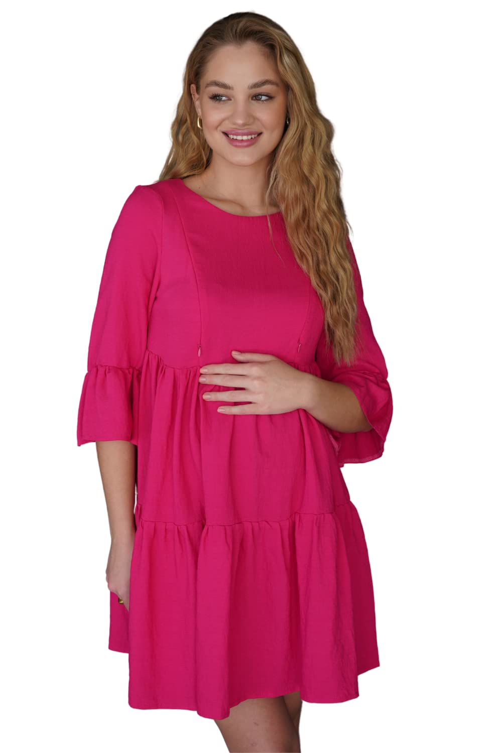 ToBeWomen's Light Maternity Dress of a Free Silhouette with Puff Sleeves, The Boho Look