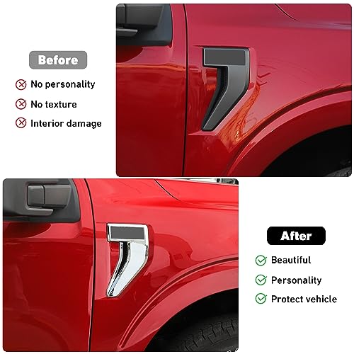 Image of Linskip Fender Side Emblem Trim Compatible with Ford F150 F250 F350 2021 2022 2023, F150 Fender Badges Cover, F-150 Enterior Accessories(Chrome)