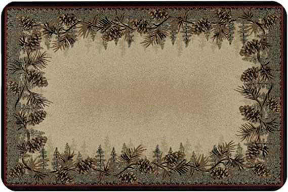 tbbvhd Bath Mat Pine Cone Lodge Bear Doormat Non Slip Floor Mat for Home Bathroom Kitchen Entrance 16x24 inch