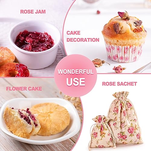 Image of Olvvla - Dried Rose Bud For Fragrant Herbal Tea, 3.52oz /100g | Natural pink rosebud flowers with delicate sweet and refreshing aroma, for tisane and decorative desserts
