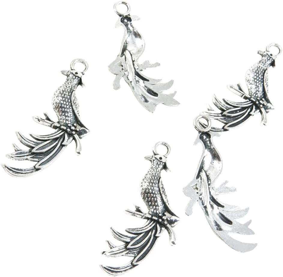 Antique Silver Tone Jewelry Making Charms Pendant Findings Craft Supplies Bulk Lots Arts C2JS2 Phoenix Bird