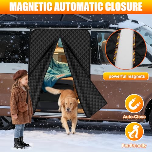 Isolierung Seitentür Türabdeckung kompatibel mit VW T5 T6 T6.1 California, Magnetischer Van Isolierte Thermovorhang, 420D Oxford Gewebe Isolierdecke Camping Reise, Einfache Installation
