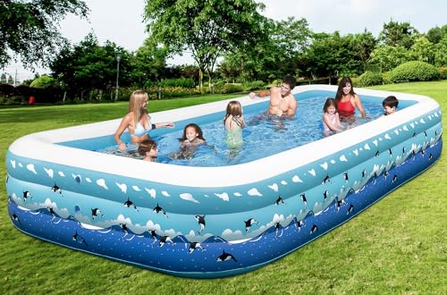 Extra Large Inflatable Pool with Pump, 130\"x72\"x22\" Blow Up Inflatable Swimming Pools for Adults, Full-Sized Family Thickened Above Ground Swimming Pool for Backyard Home Garden Lawn Indoor Outdoor - Thumbnail 2