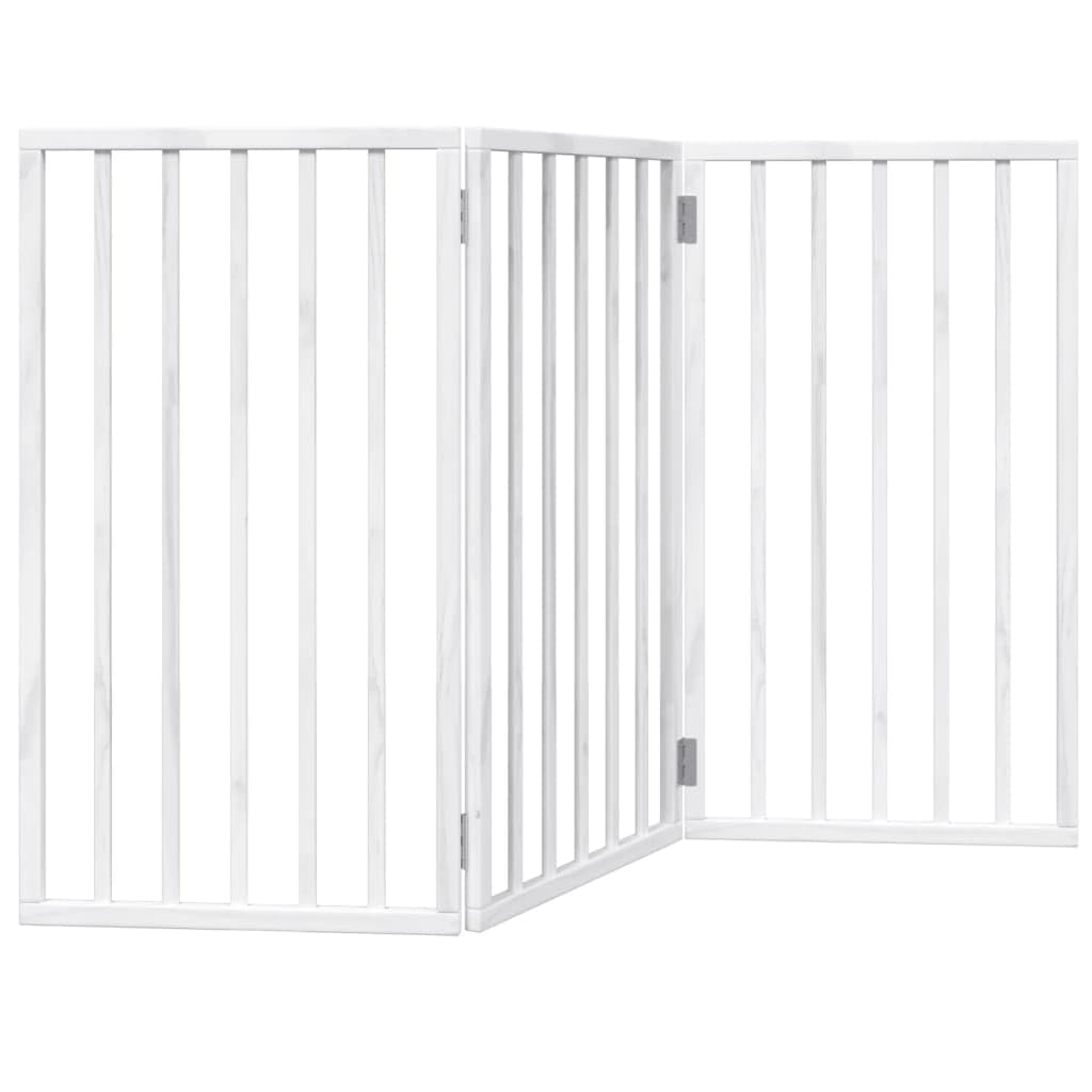 vidaXL Barrière pour chien pliable à 3 panneaux Blanc 150 cm Bois de peuplier