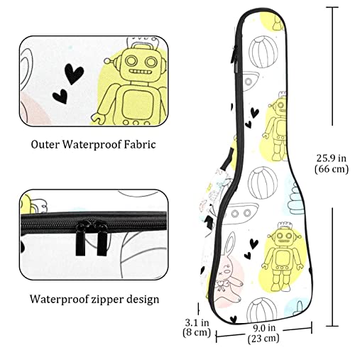 Housse pour ukulélé – Motif robot de dessin animé – 10 mm – Rembourrage épais en éponge de 53,3 cm – Avec sangles… - Les Beatles, Paul McCartney, John Lennon, RIngo Starr, George Harrison Housse pour ukulélé - Motif robot de dessin animé - 10 mm - Rembourrage épais en éponge de 53,3 cm - Avec sangles… – Image 5