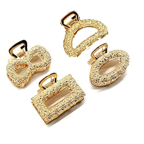 Hair Claw Clips, Golden Colour Hair Clutcher Clamp for Women and Girls, 4 Pieces-image-6