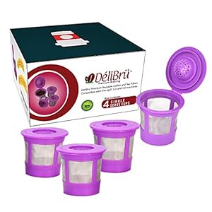 Reusable K Cups for Keurig 2.0 & 1.0 – Pack of 4 (Purple) – Easy to Clean – Keurig Compatible Reusable Coffee Pods by Delibru (NOT FOR KEURIG SUPREME COFFEE MAKER)