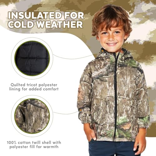 Mossy Oak Kid's Insulated Camo Jacket – Country Roots Pattern – Quilted Lining, Cotton Twill Shell, Cold Weather Work Jacket2