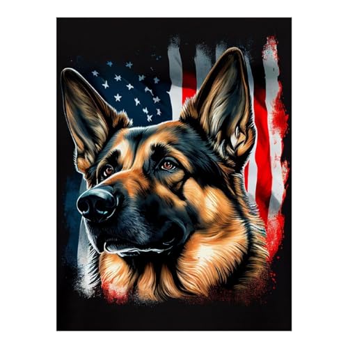 Peinture diamant 5D berger allemand drapeau américain kit complet adultes broderie diamant 30x40cm