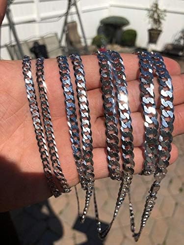 Miniatura 6 de HarlemBling Cadena cubana plana para hombre plata de ley 925 maciza fabricada en Italia 18-30 pulgadas 0157in 0197in 0236in 0276in 0315in Metal No