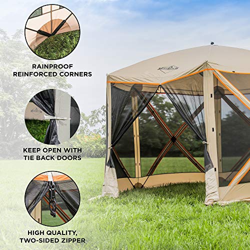 Hike-Crew-6-Panel-Pop-Up-Screen-House-Gazebo-140×140-Inch–Instant-Setup-6-Sided-Hub-Tent-UV-Resistant-SPF-50-Fits-9-People-Heavy-Duty-210D-Material–Includes-Carry-Bag-Ground-Stakes Hike Crew 6 Panel Pop Up Screen House Gazebo 140×140 Inch–Instant Setup 6 Sided Hub Tent UV Resistant SPF 50 Fits 9 People Heavy Duty 210D Material–Includes Carry Bag Ground Stakes