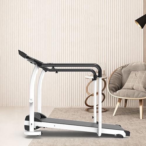 Image of Walking Pad Treadmill with Long Handrail for Senior, Foldable Recovery Fitness Exercise Machine for Home, 1HP Portable Treadmill in LCD Display, Incline Adjustable, 220 Lbs Capacity,Black