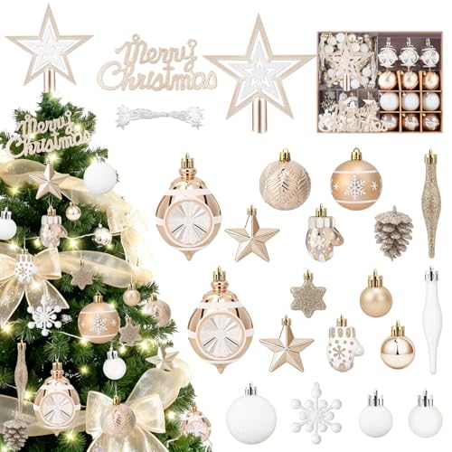 Charmofun Premium Weihnachtskugeln, 70er Set Christbaumkugeln...