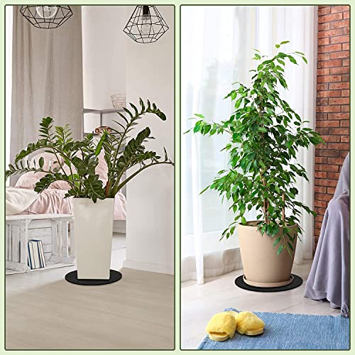 Image of GREENSHEEP Plant Pot Coaster Mat - Reversible Waterproof Round Absorbent Felt Fabric Plant Pad for Gardening Indoor and Outdoor Pots 4 /6 /8 /10 Inch (Black, 20 Pieces)