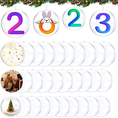 Xlong 30 Stück Weihnachtskugeln Durchsichtig,Acrylkugeln zum Befüllen 4/5/6cm,Befüllbare Weihnachtskugeln,Befüllbare Christbaumkugeln,Weihnachtskugeln zum Befüllen,Acryl Weihnachtskugeln Cover