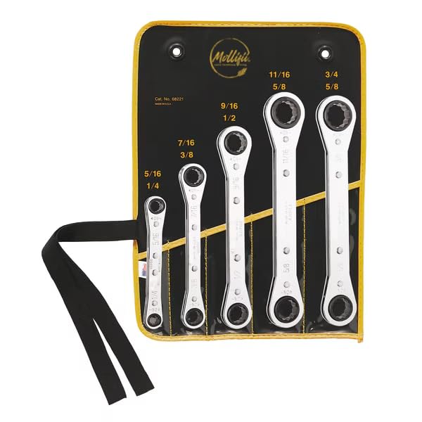 MOLLIFII Ratcheting Box Wrench Set, 5-Piece, Mfr: 68221-A