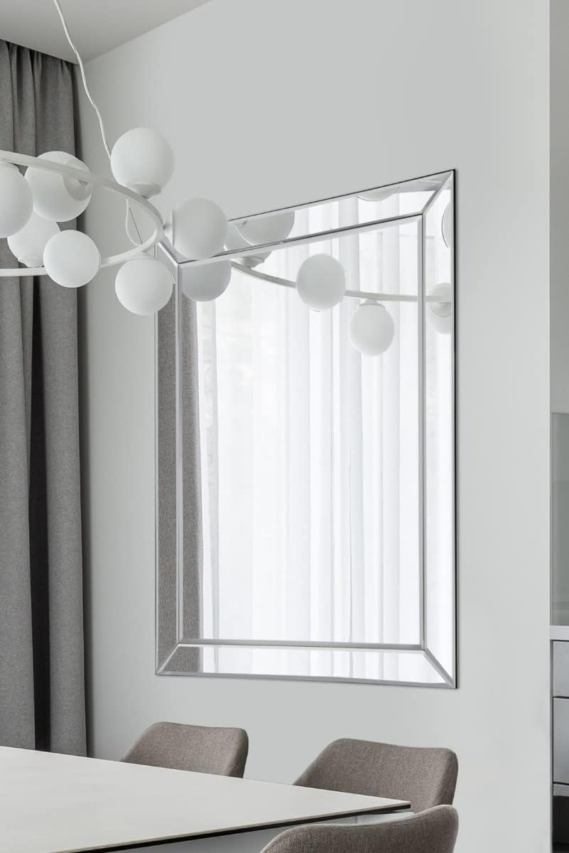 MirrorOutlet Large Venetian Modern Big Bevelled Wall Mirror Bargain 3Ft10 X 3Ft 117cm X 91cm, 120x94x2,Silver,DC013