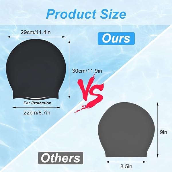 AMFUN Bonnet de Bain Grand pour Cheveux Longs, Bonnet de Bain, Bonnets de Piscine Extra-Large en Silicone Imperméable de Qualité Supérieure pour Homme Femme Les Cheveux Longs, Épais ou Bouclés - 4
