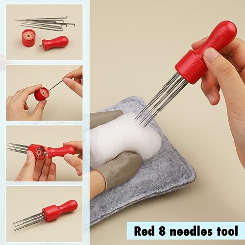 Image of Felting Needles, 139 Pcs Wool Felting Tools Set, Wool Felting Tool with 9 Sizes Felting Needles and Needle Felting Tool Wooden Handle, Needles Felting Tools for Home Craft Work