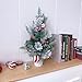Egolot Tabletop Christmas Tree with Snow and Red White Balls for Home Decoration, Small Xmas Desk Tree for Indoor Outdoor, Red Berries Pinecone Small Tree