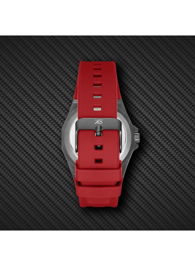 Image of Kenneth Scott Men's Watch, Automatic Display and Silicone Strap - K25301-XSRB, Red