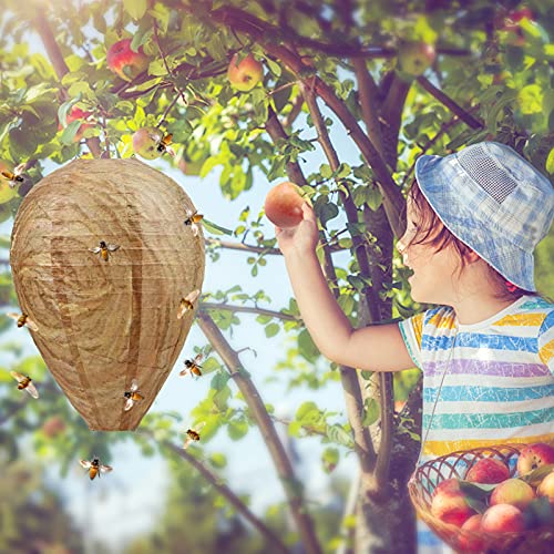 GWHOLE 4 Stück Wespennest Attrappe Wetterfest Hornissennest Künstliche Wespennesterköder Wespenabwehr für Haus Garten und Outdoor