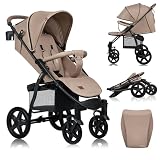 Lionelo Annet Plus Buggy Kinderwagen ab Geburt bis 22 kg, Liegefunktion flach, kompakt faltbar, große EVA Räder mit Federung, XXL Verdeck, inkl. Fußsack, Moskitonetz & Getränkehalter