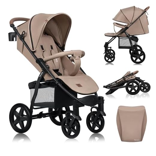 Lionelo Annet Plus Buggy Kinderwagen ab Geburt bis 22 kg, Liegefunktion flach, kompakt faltbar, große EVA Räder mit Federung, XXL Verdeck, inkl. Fußsack, Moskitonetz & Getränkehalter