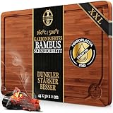 Deer & Oak Extra großes karbonisiertes Schneidebrett 44 x 30 x 2 cm, vorgeöltes Bambus-Holz-Schneidebrett zum Schneiden von Fleisch, Fisch, Gemüse, Obst, Käse und Brot