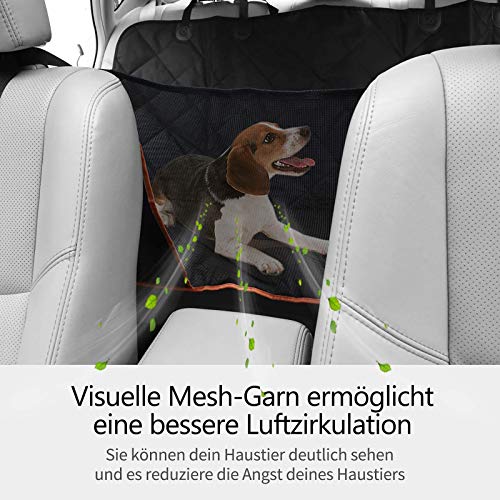OMORC Hundedecke Autoschondecke, Wasserdichte Hundedecke für Auto Rückbank, 4-Lagigen Rutschfeste Design mit Sicherheitsgurt Sichtfenster für Auto/Van/SUV - 2