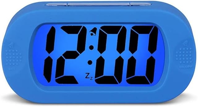 HENSE Large Digital Display Luminous Alarm Clock With Snooze, Night Light And Light Sensor Function, Large LCD Display Shockproof Silicone Protective Cover, Simple Setting, Progressive Alarm, Batteries Powered, Operated For Travel ,Office and Home Alarm