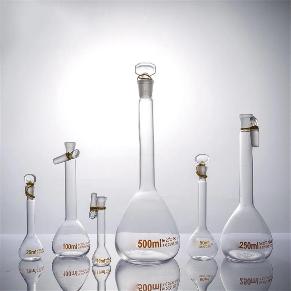 Cristalería de Laboratorio Matraz aforado de vidrio clase A de 5000 ml con graduación y tapón de vidrio. Equipo de laboratorio.