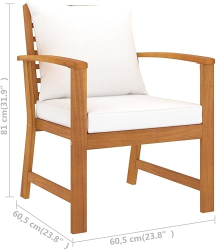Miniatura 2 de Patio Chairs 2 pcs with Cream Cushion Solid Acacia Wood Backyard Outdoor Chairs Sillas para Comedor Garden Chair for Terrace Beach Study Picnic