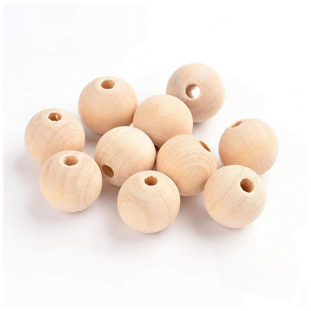 Generic 50pcs/Lots Big Hole Round Natural Wood Ball Spacer Loose Beads 16mm