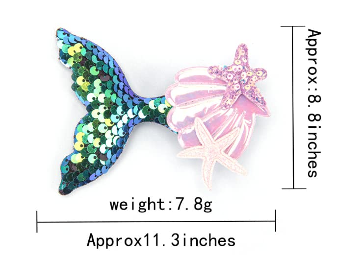 Miniatura 4 de Lemeilleur - Pinzas para el cabello de sirena con lentejuelas, pasadores de tela brillante para el cabello, horquillas con purpurina, pinzas de