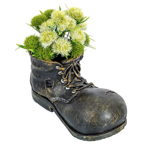 MyGift Vintage Boot Planter, Ceramic Garden Decorative Planter - Indoor/Outdoor Cowbot Boot Design Flower Pot for Succulent Plant, Cactus, Herbs and Flowers