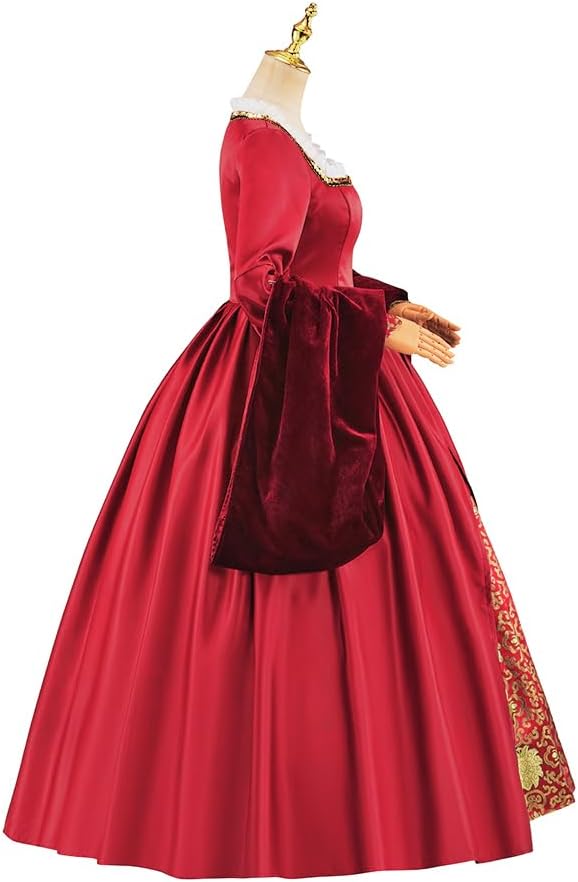 Willyacos Tudor Queen Anne Boleyn Costume Dress Renaissance Elizabethan Tudor Costume Women Ball Gown with Headpiece