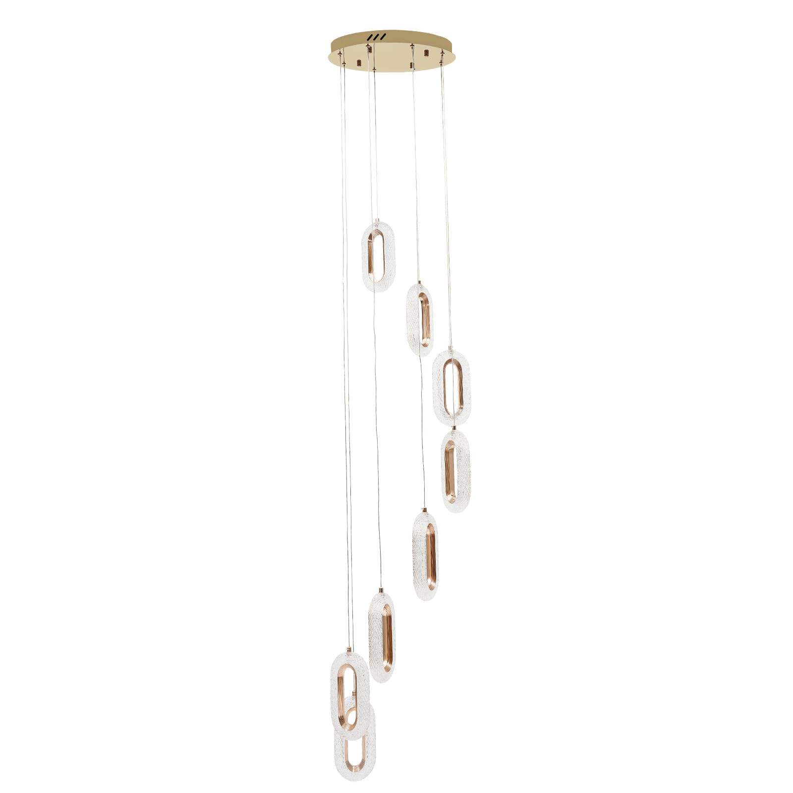 Moderne 8-Ring LED Pendelleuchte Deckenleuchte Deckenlampe Kronleuchter mit Fernbedienung Einstellbare Helligkeit 35W 3850lm für Wohnzimmer Büro Flur Esszimmer